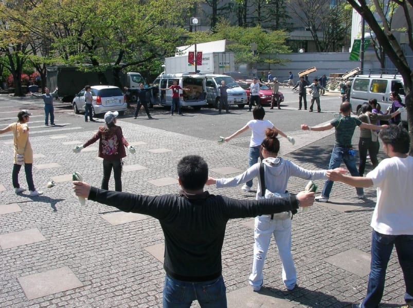 Japanese morning exercises at Yoyogi Park
