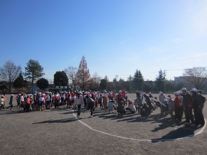 Children playing Tag at school.