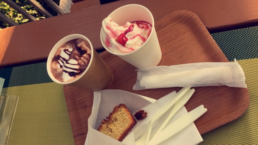 Rose affogata and cocoa