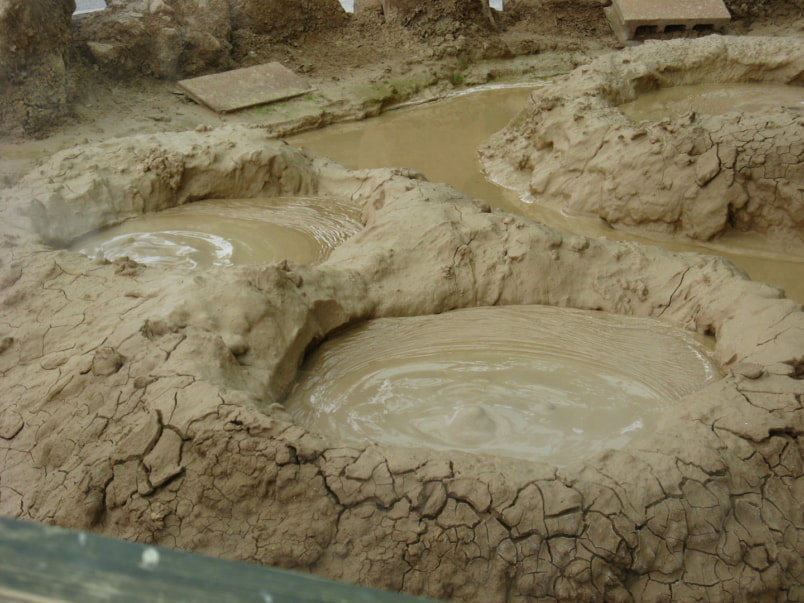 Bubbling mud pools