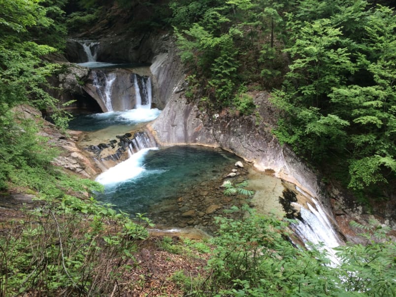 Five-tiered waterfall in Nishizawa Canyon