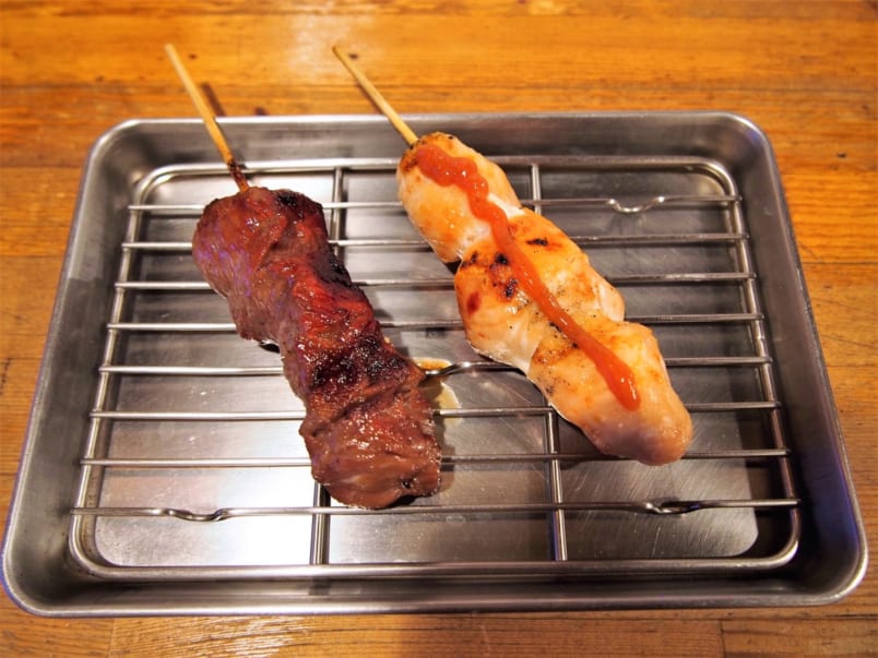 Beef roast and sasami chicken with ume plum sauce