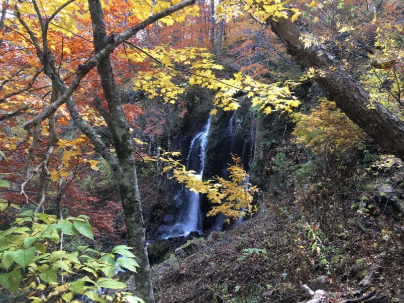 Hidden waterfall on one of Zao’s trekking courses