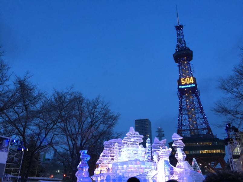An ice sculpture near the Sapporo TV Tower