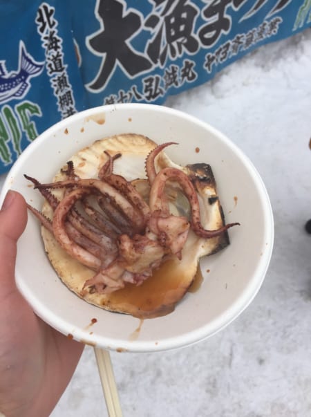 Grilled scallops and squid