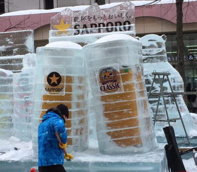 Sapporo Beer Ice Sculpture in Susukino