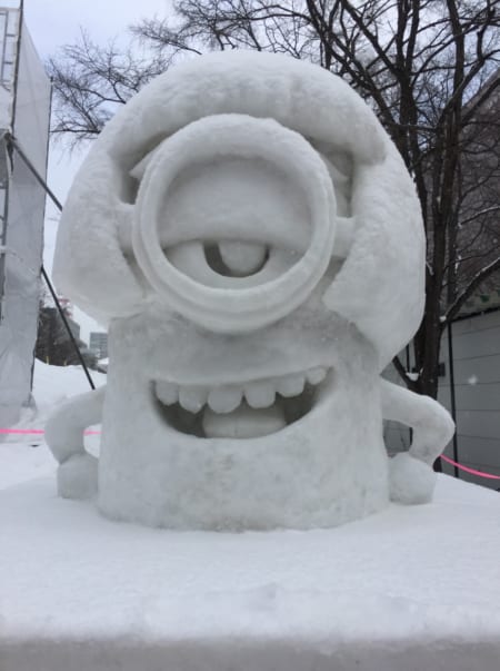 One of many of the Minion-themed snow sculptures
