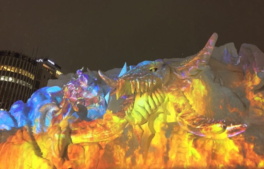 An epic Final Fantasy scene is brought to life with dramatic projections
