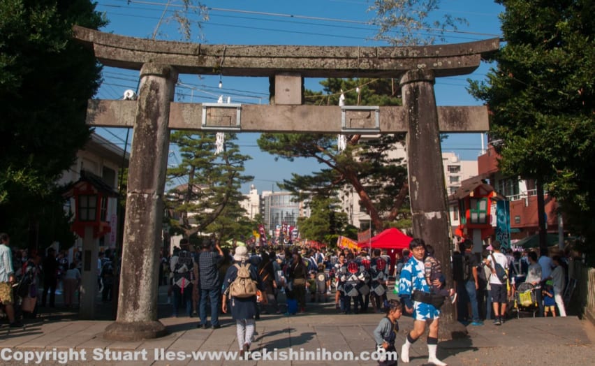Stone torii gate of Fujisaki Hachimangu