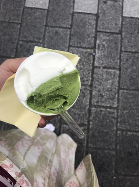 Coconut milk and matcha gelato