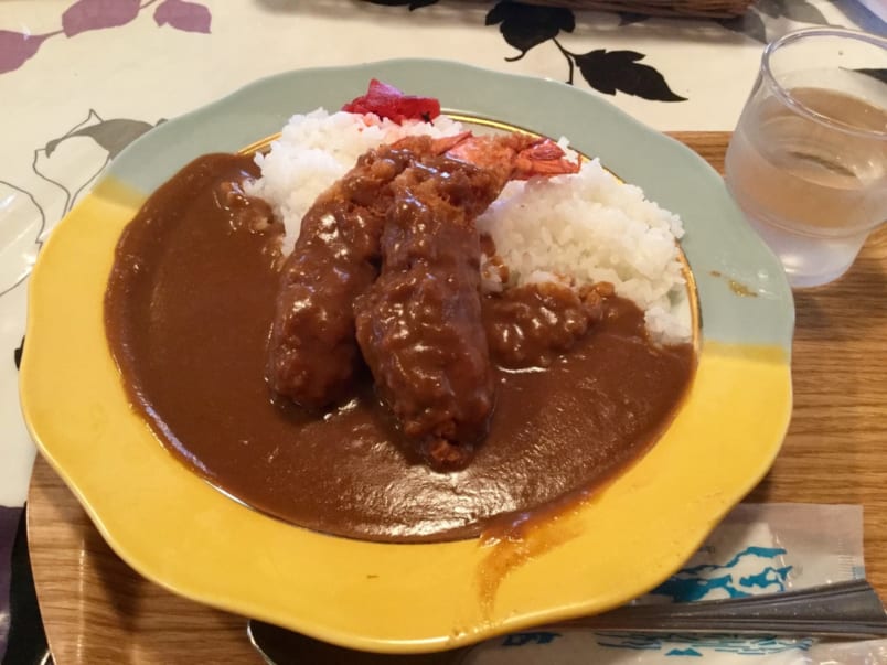fried prawns in Japanese curry over rice