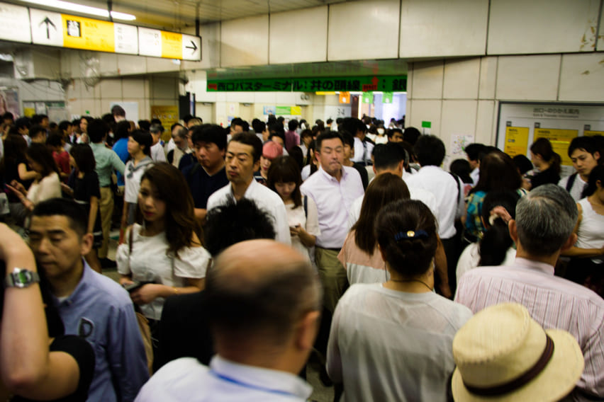 Crowd of people at Shibuya Station